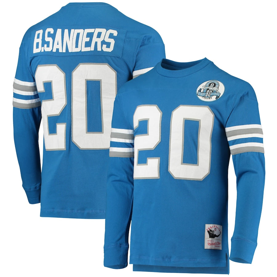 Barry Sanders Detroit Lions Mitchell & Ness Throwback Retired Player Long Sleeve Shirt - Dynasty Sports & Framing 