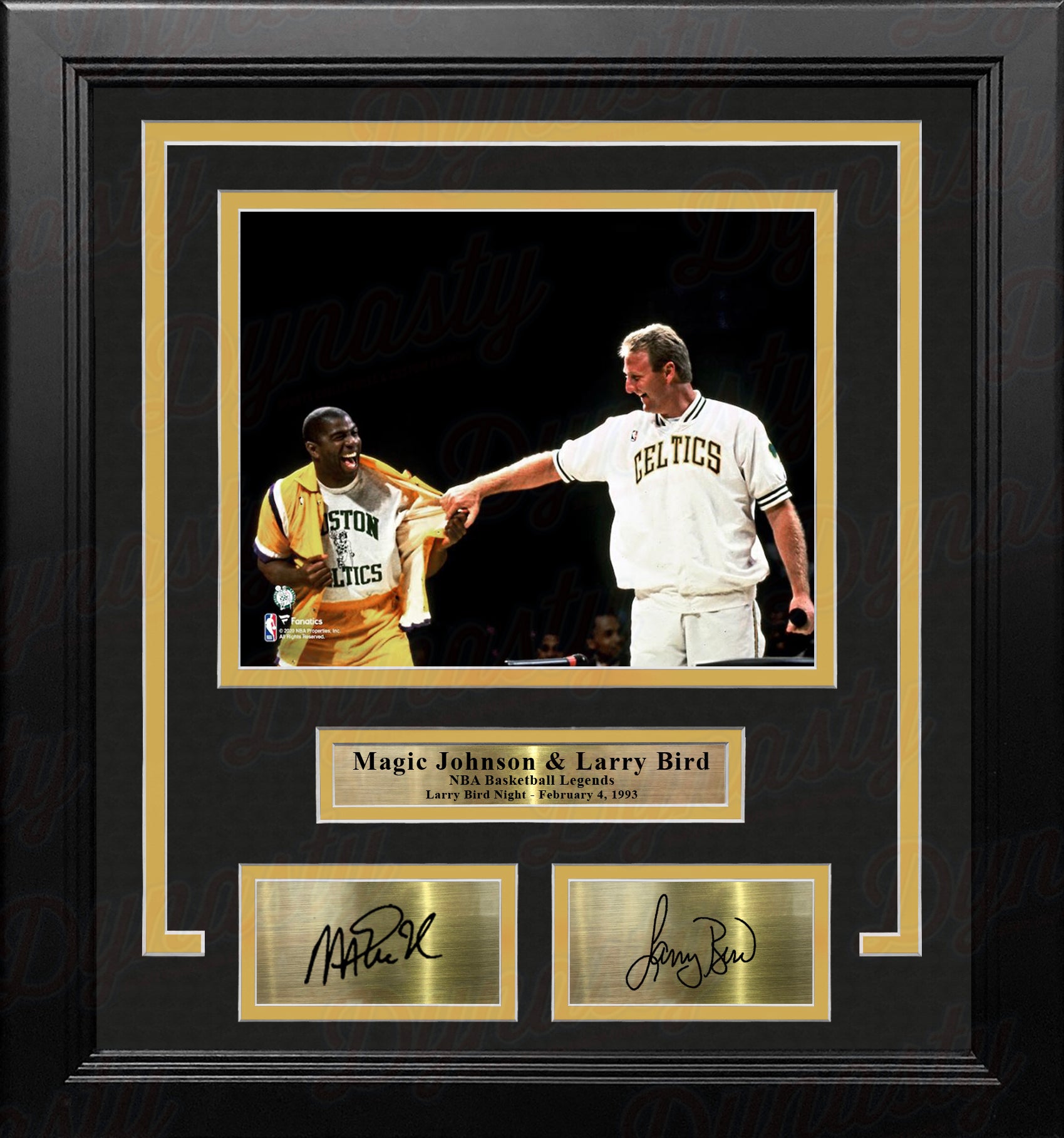 Magic Johnson & Larry Bird Number Retirement Night 8x10 Framed Basketball  Photo Engraved Autographs