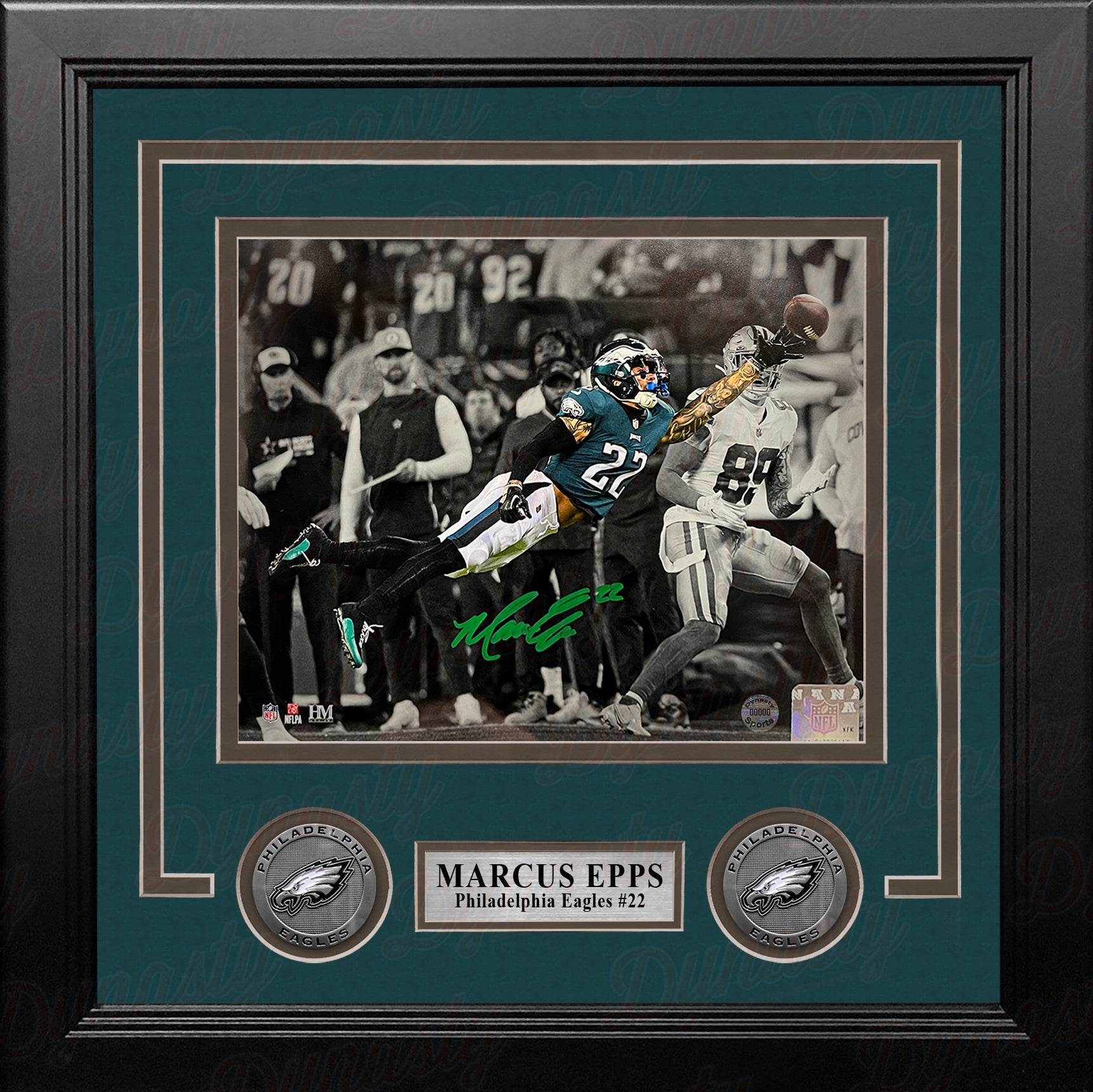 Marcus Epps Philadelphia Eagles Autographed Spotlight Framed Football Photo - Dynasty Sports & Framing
