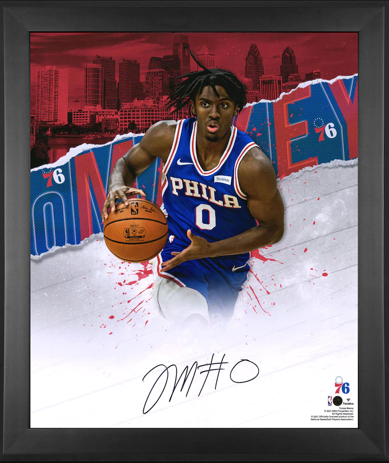 Tyrese Maxey Philadelphia 76ers Unsigned Shooting in Royal Jersey Photograph