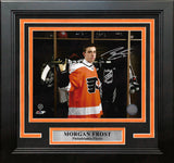 Morgan Frost Locker Room Autographed Philadelphia Flyers Framed Hockey Photo - Dynasty Sports & Framing