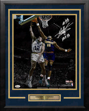 Dikembe Mutombo v Stockton Denver Nuggets Autographed Framed Basketball Photo Inscribed Hall of Fame - Dynasty Sports & Framing 