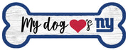 New York Giants Football Dog Bone White Wooden Sign - Dynasty Sports & Framing