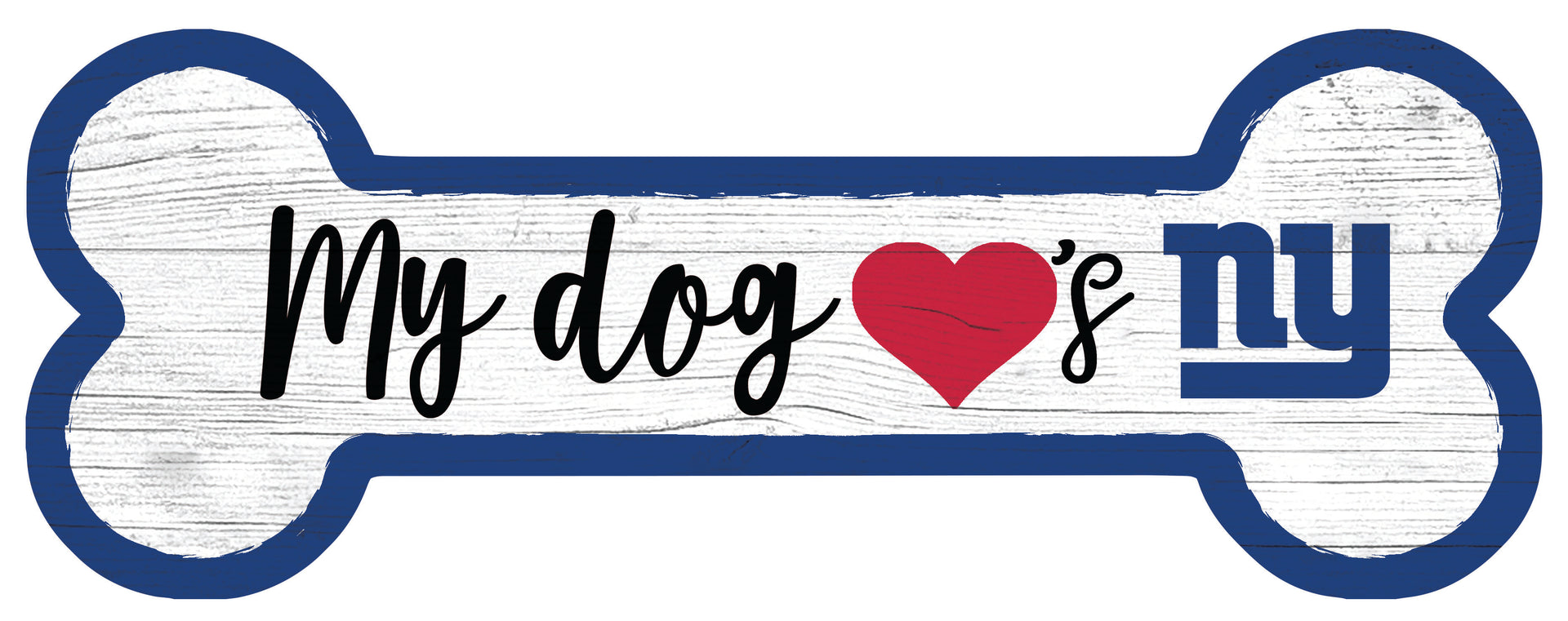 New York Giants Football Dog Bone White Wooden Sign - Dynasty Sports & Framing