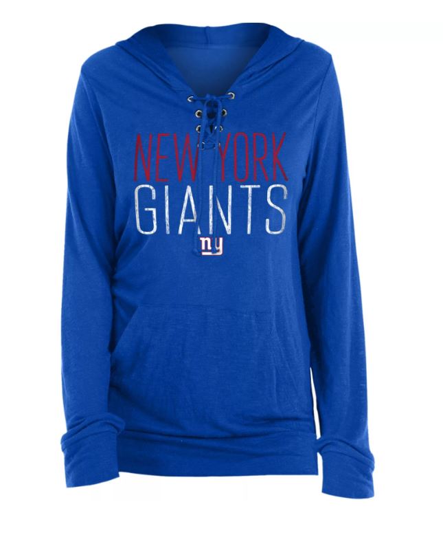 New York Giants New Era Women's Lace Hood Long Sleeve T-Shirt