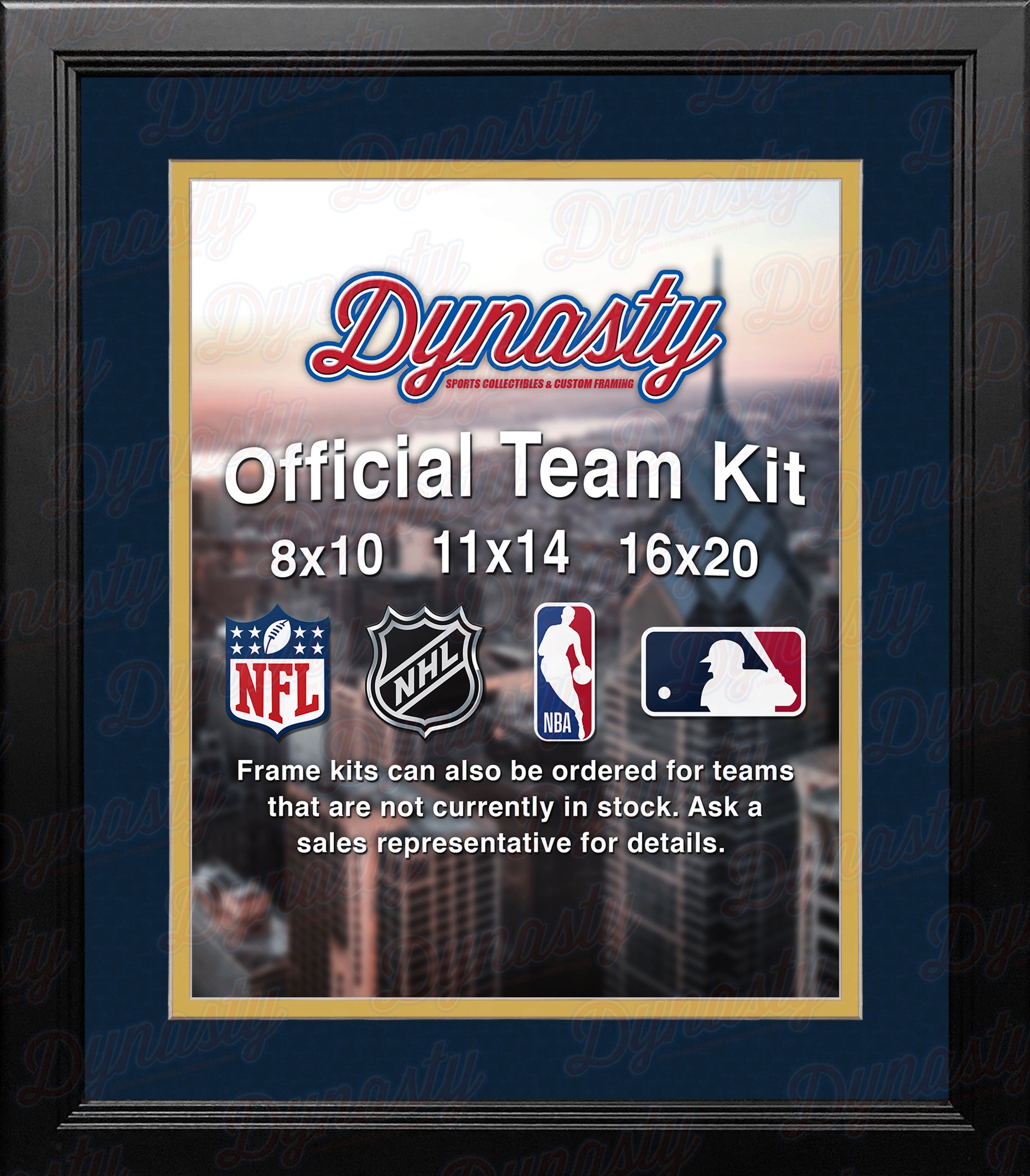 NHL Hockey Photo Picture Frame Kit - Atlanta Thrashers (Navy Matting, Yellow Trim) - Dynasty Sports & Framing