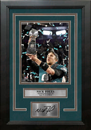 Nick Foles Trophy Philadelphia Eagles Super Bowl Champions 8x10 Framed Photo with Engraved Autograph - Dynasty Sports & Framing
