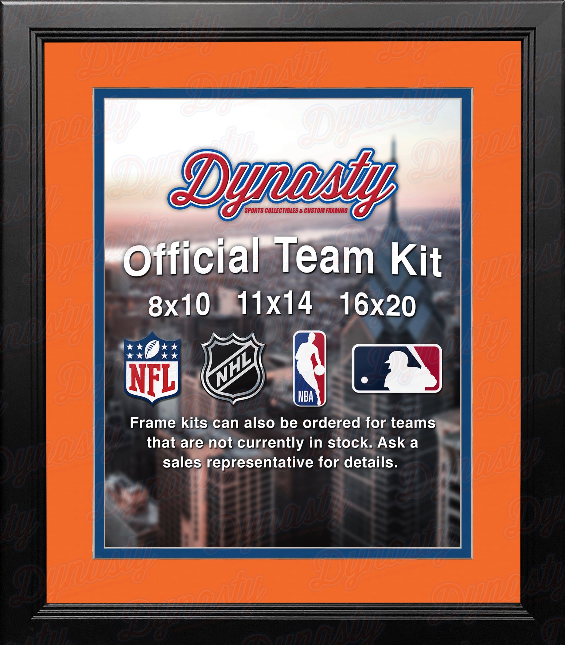 NHL Hockey Photo Picture Frame Kit - Edmonton Oilers (Orange Matting, Blue Trim) - Dynasty Sports & Framing