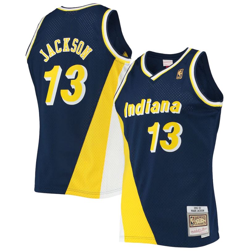  MITCHELL & NESS NBA Authentic Jersey Indiana Pacers 96 Mark  Jackson (as1, Alpha, l, Regular, Regular) Navy : Sports & Outdoors