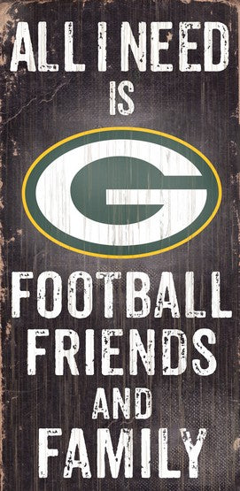 Green Bay Packers Football and My Friends & Family Wood Sign - Dynasty Sports & Framing 