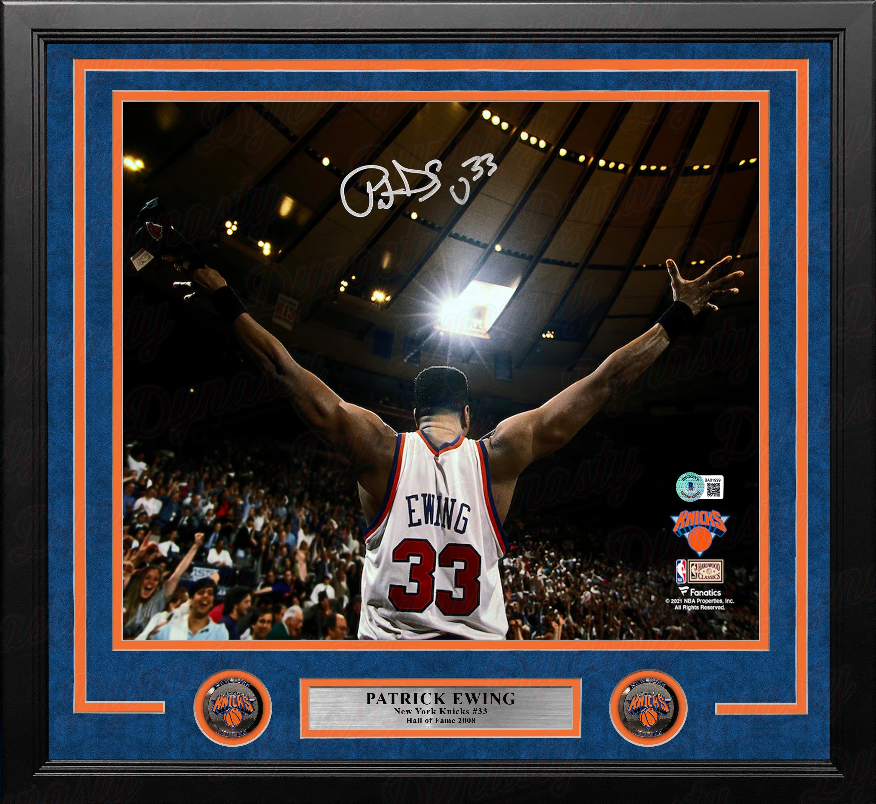 Patrick Ewing Autographed 16x20 Photo New York Knicks Dunk Beckett BAS  Witness Stock #214822