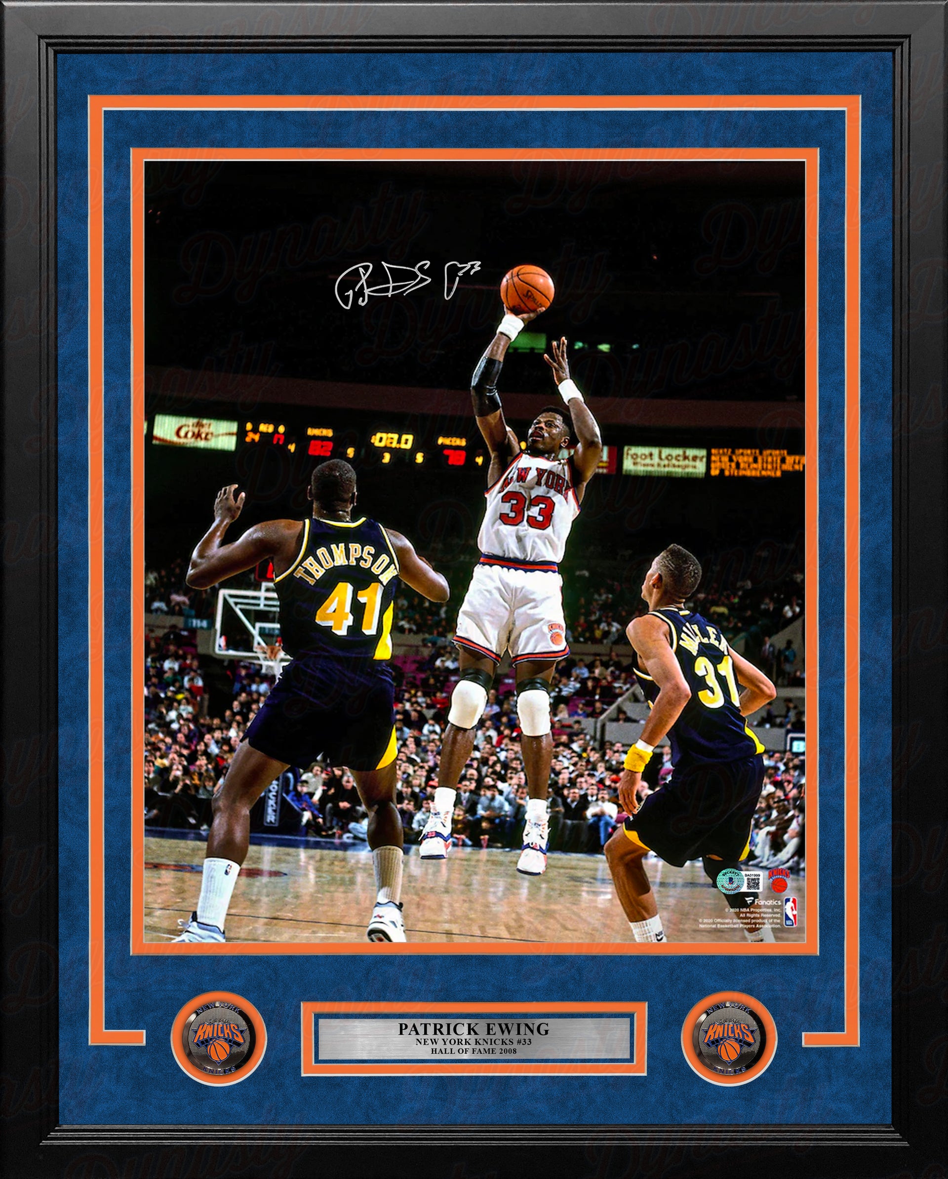 Patrick Ewing Shooting Action New York Knicks Autographed 16" x 20" Framed Basketball Photo - Dynasty Sports & Framing