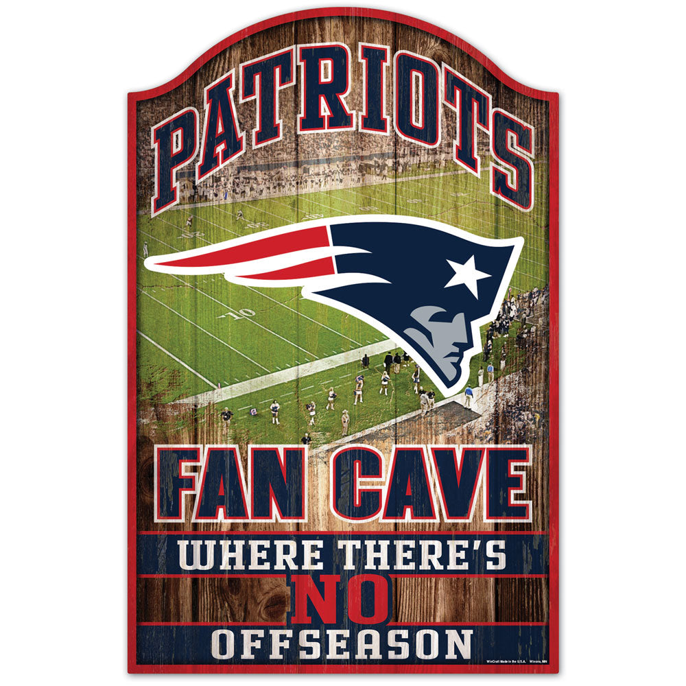 New England Patriots Fan Cave 11" x 17" Wood Sign - Dynasty Sports & Framing