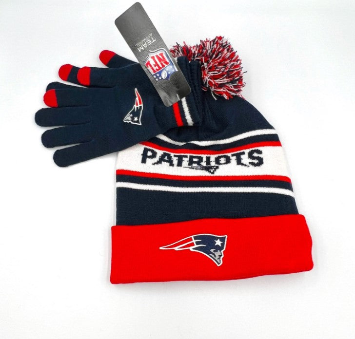 New England Patriots Winter Hat & Gloves Gift Set - Dynasty Sports
