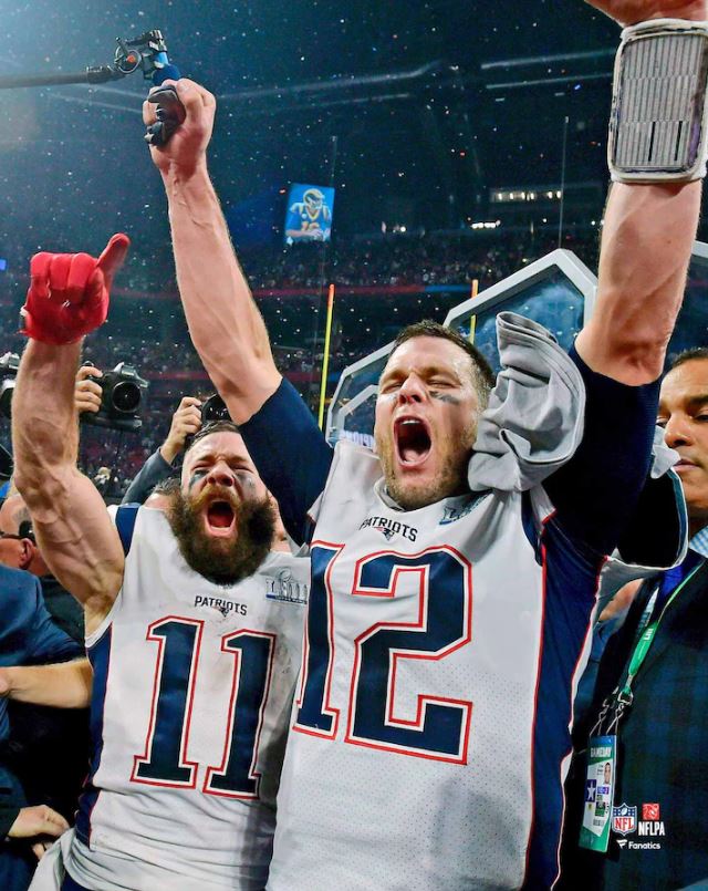 Julian Edelman & Tom Brady Super Bowl LIII New England Patriots 8" x 10" Football Photo - Dynasty Sports & Framing