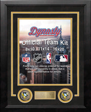 NHL Hockey Photo Picture Frame Kit - Pittsburgh Penguins (Black Matting, Yellow Trim) - Dynasty Sports & Framing
