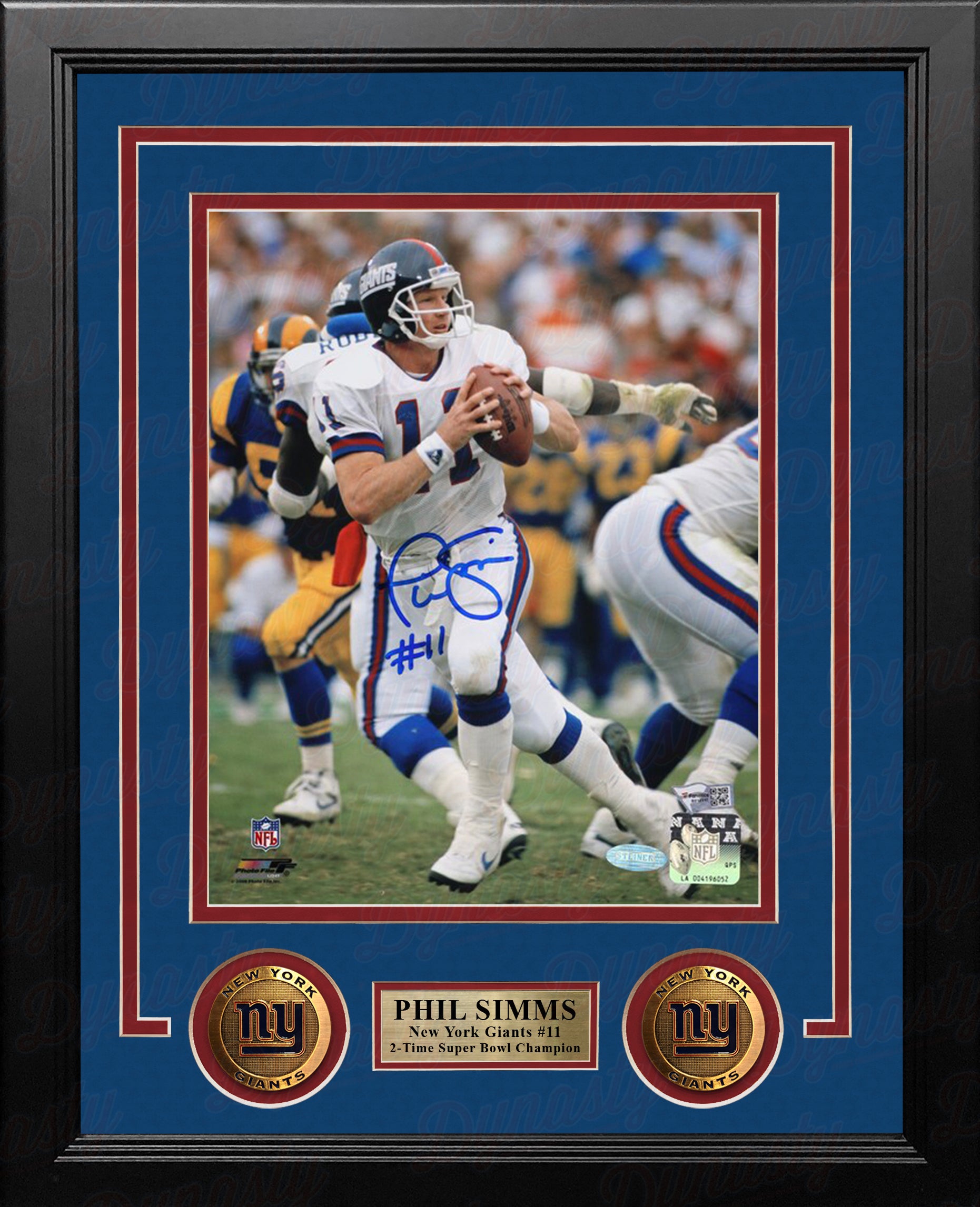 Phil Simms in Action New York Giants Autographed 8