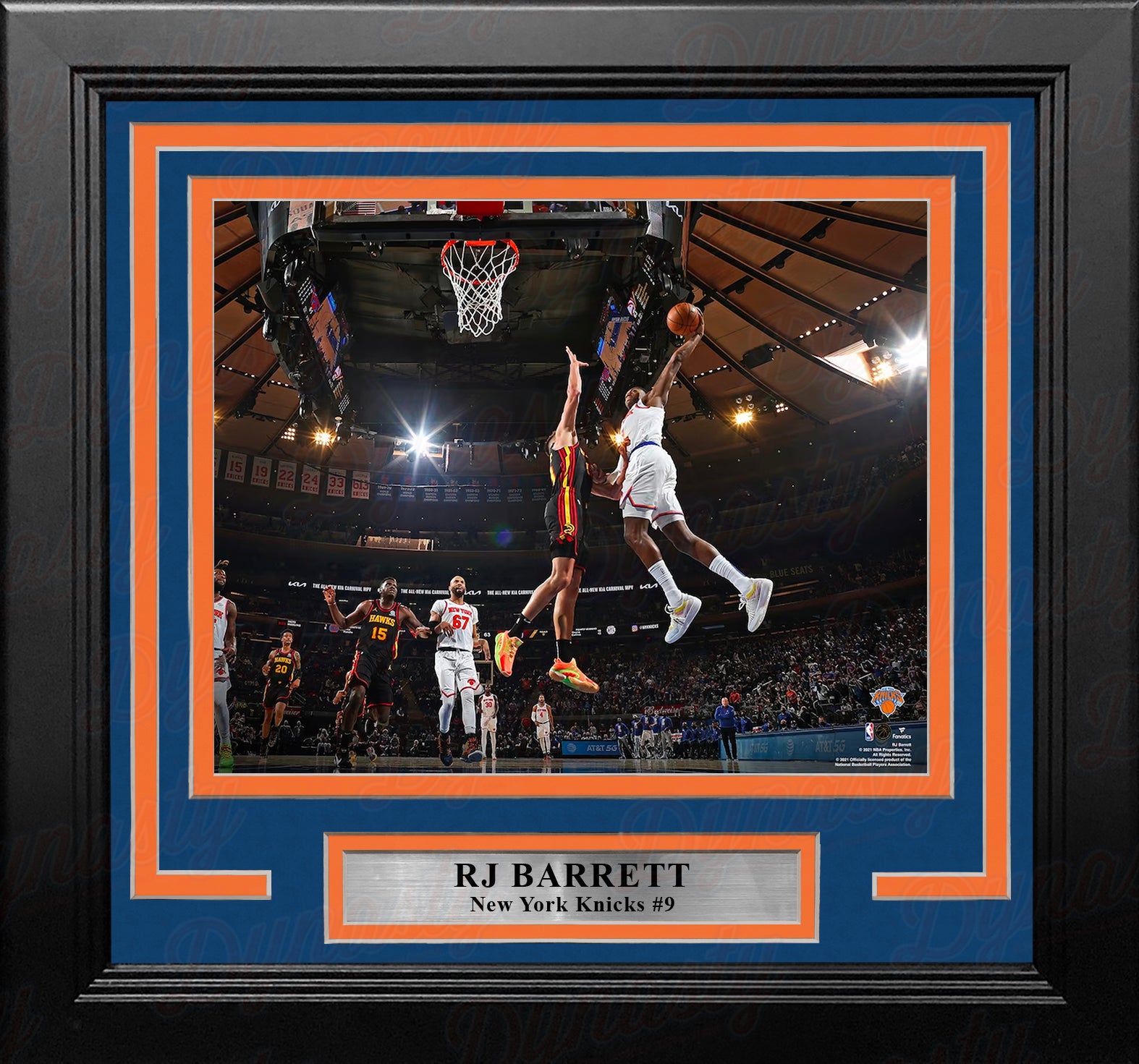 RJ Barrett Slam Dunk New York Knicks 8" x 10" Framed Basketball Photo - Dynasty Sports & Framing