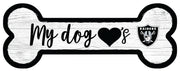 Las Vegas Raiders Football Dog Bone White Wooden Sign - Dynasty Sports & Framing
