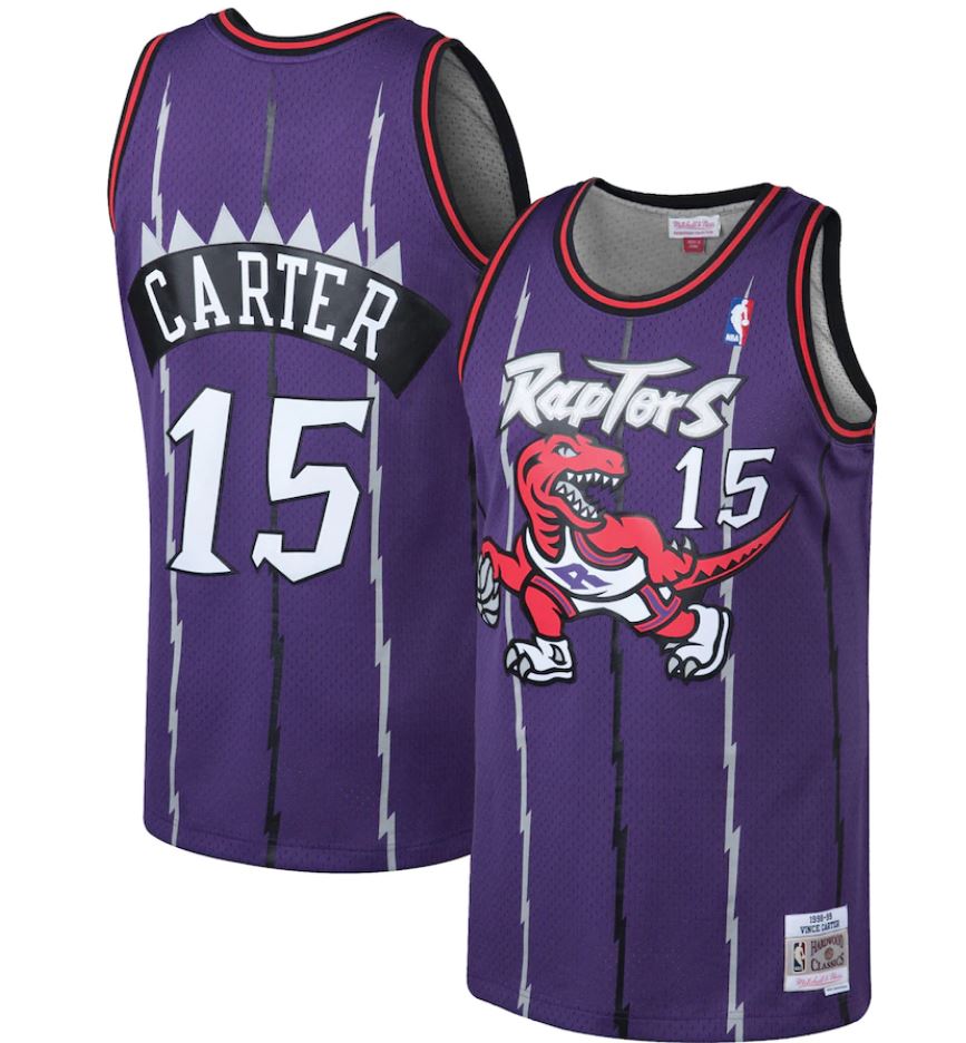 VTG 90s NBA Champion Toronto Raptors Vince Carter 15 Jersey 52 Purple Black