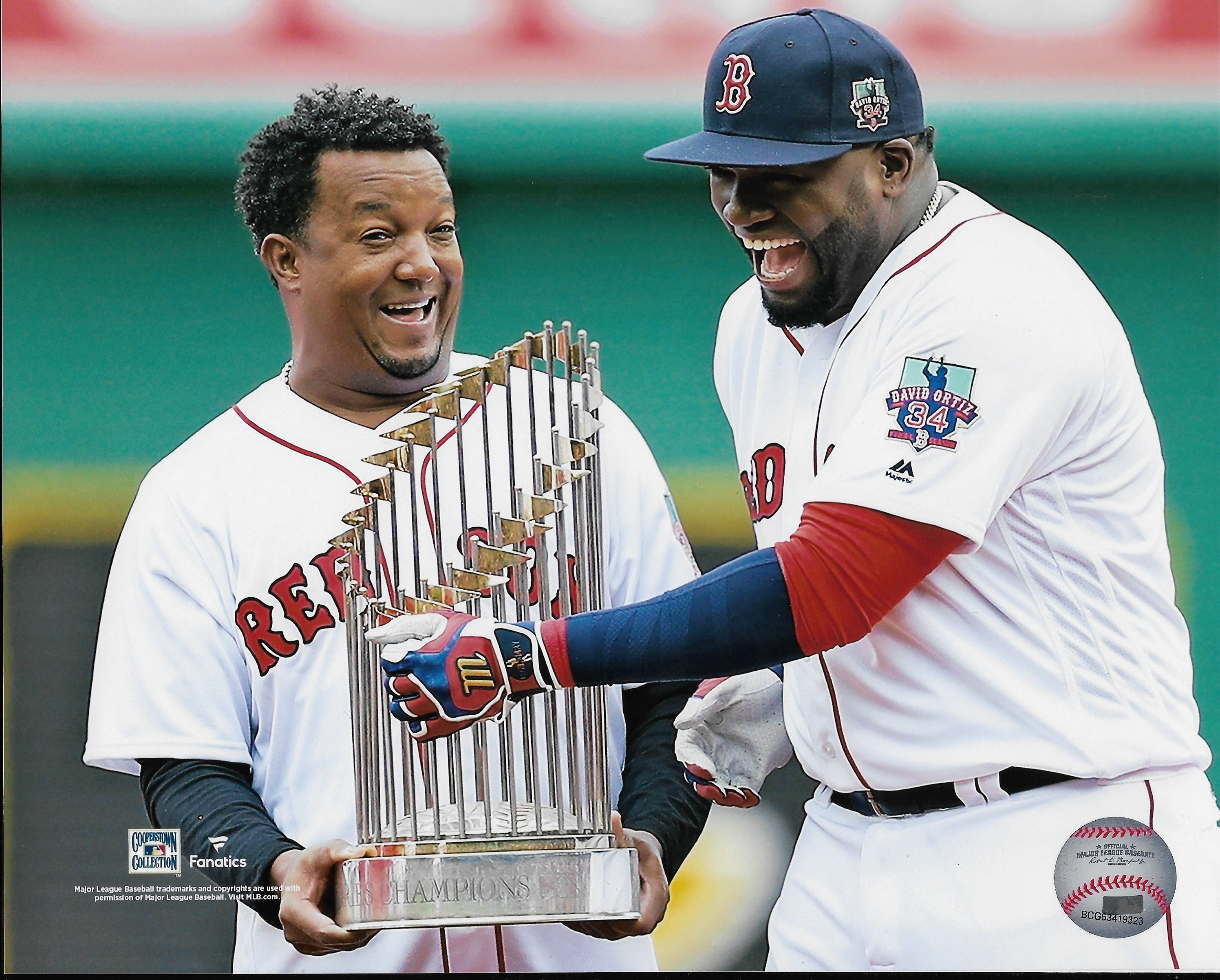 Pedro Martinez & David Ortiz World Series Trophy Boston Red Sox