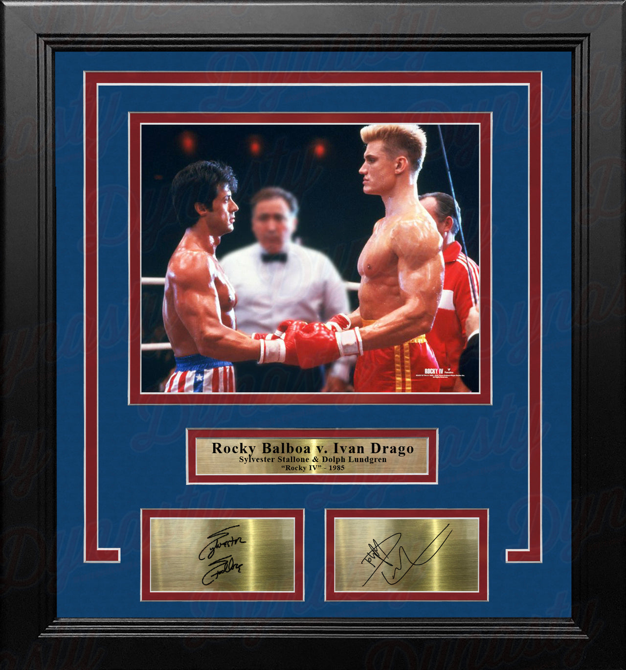 Rocky Balboa v. Ivan Drago 8" x 10" Framed Movie Photo with Engraved Autographs - Dynasty Sports & Framing 