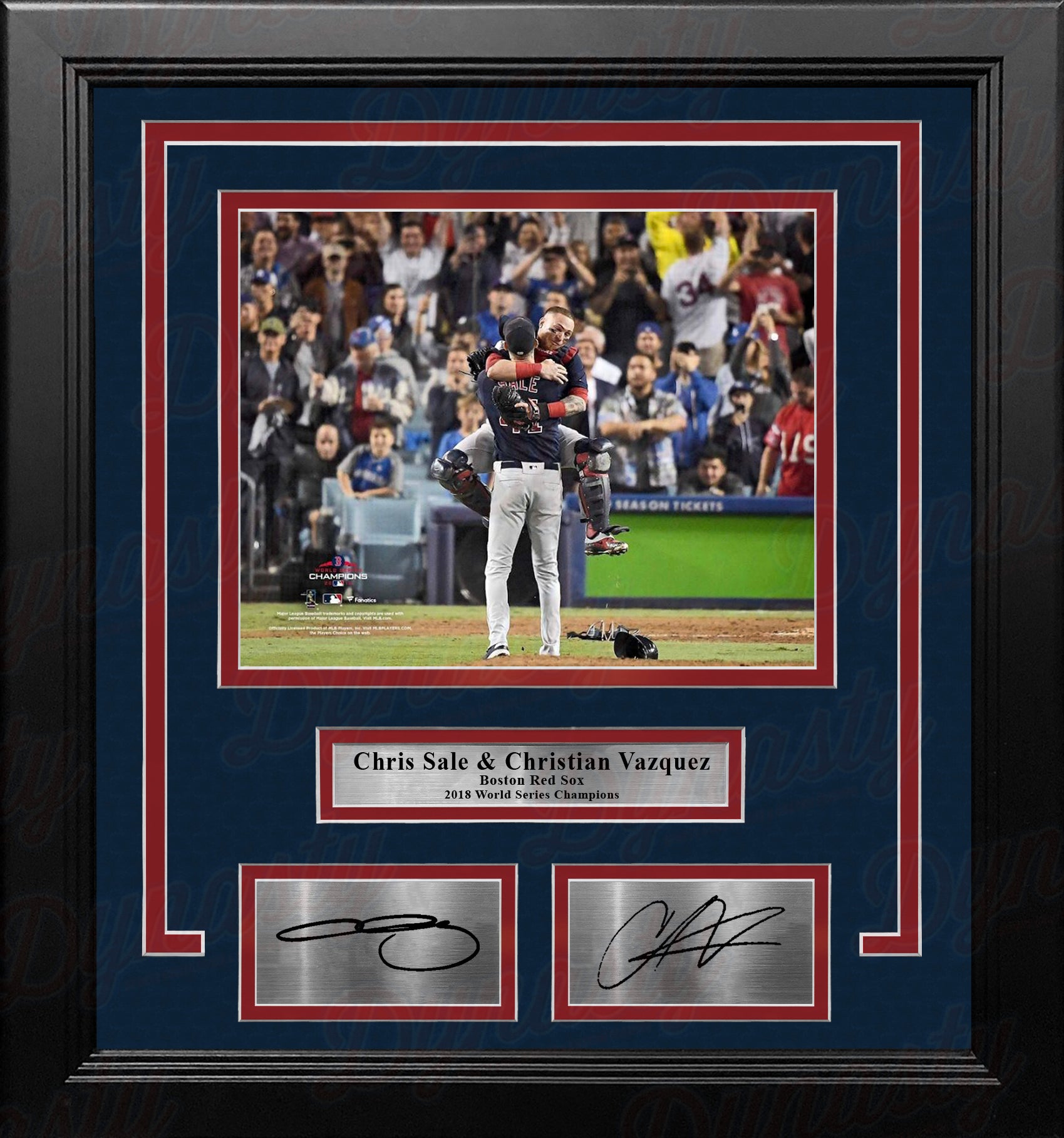 Chris Sale and Christian Vazquez Red Sox 2018 World Series 8x10 Framed Photo with Engraved Autographs