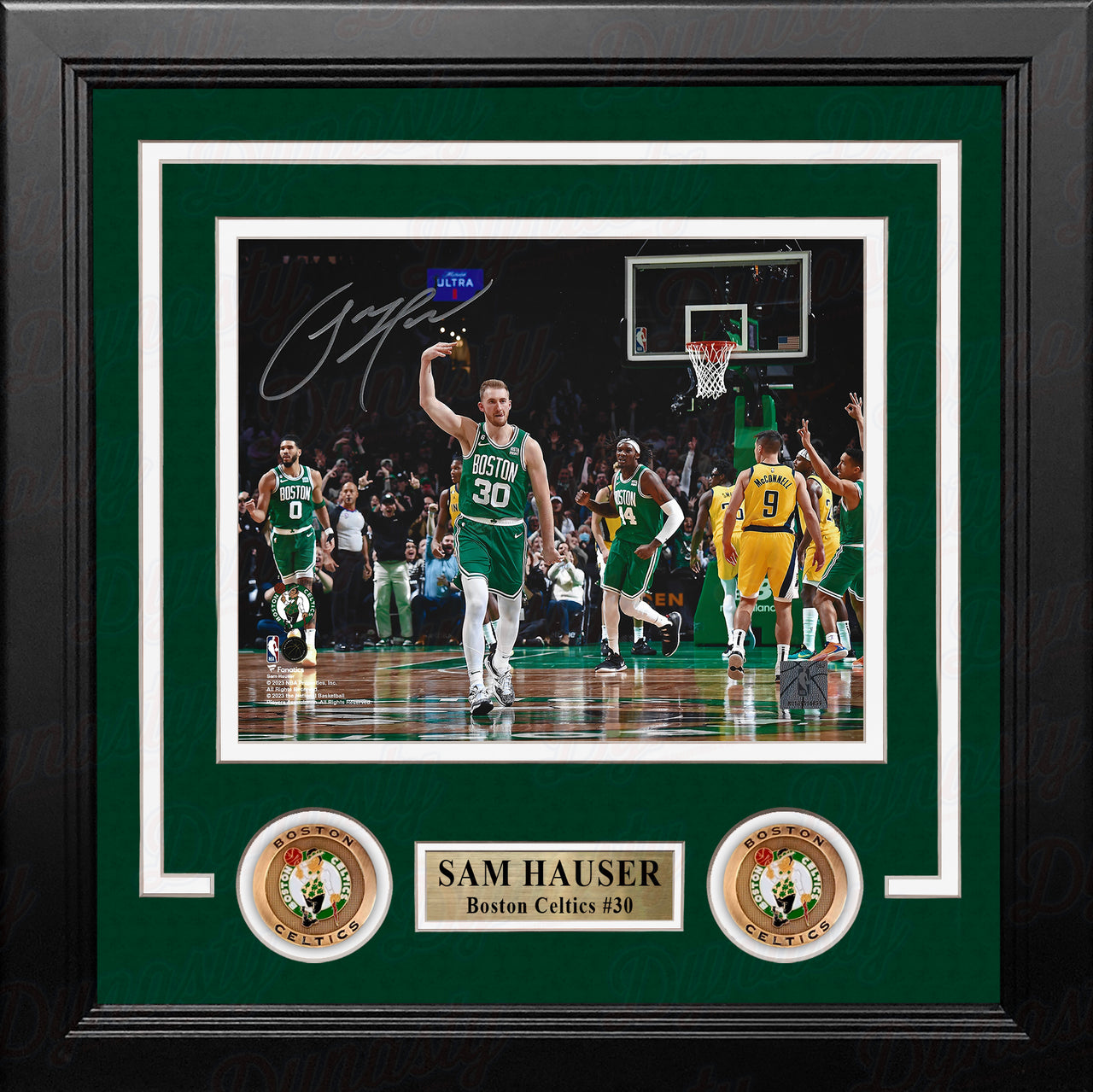 Sam Hauser Celebration Boston Celtics Autographed 8" x 10" Framed Basketball Photo - Dynasty Sports & Framing 