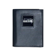 Seattle Seahawks FineGrain Leather Tri-Fold Wallet - Dynasty Sports & Framing