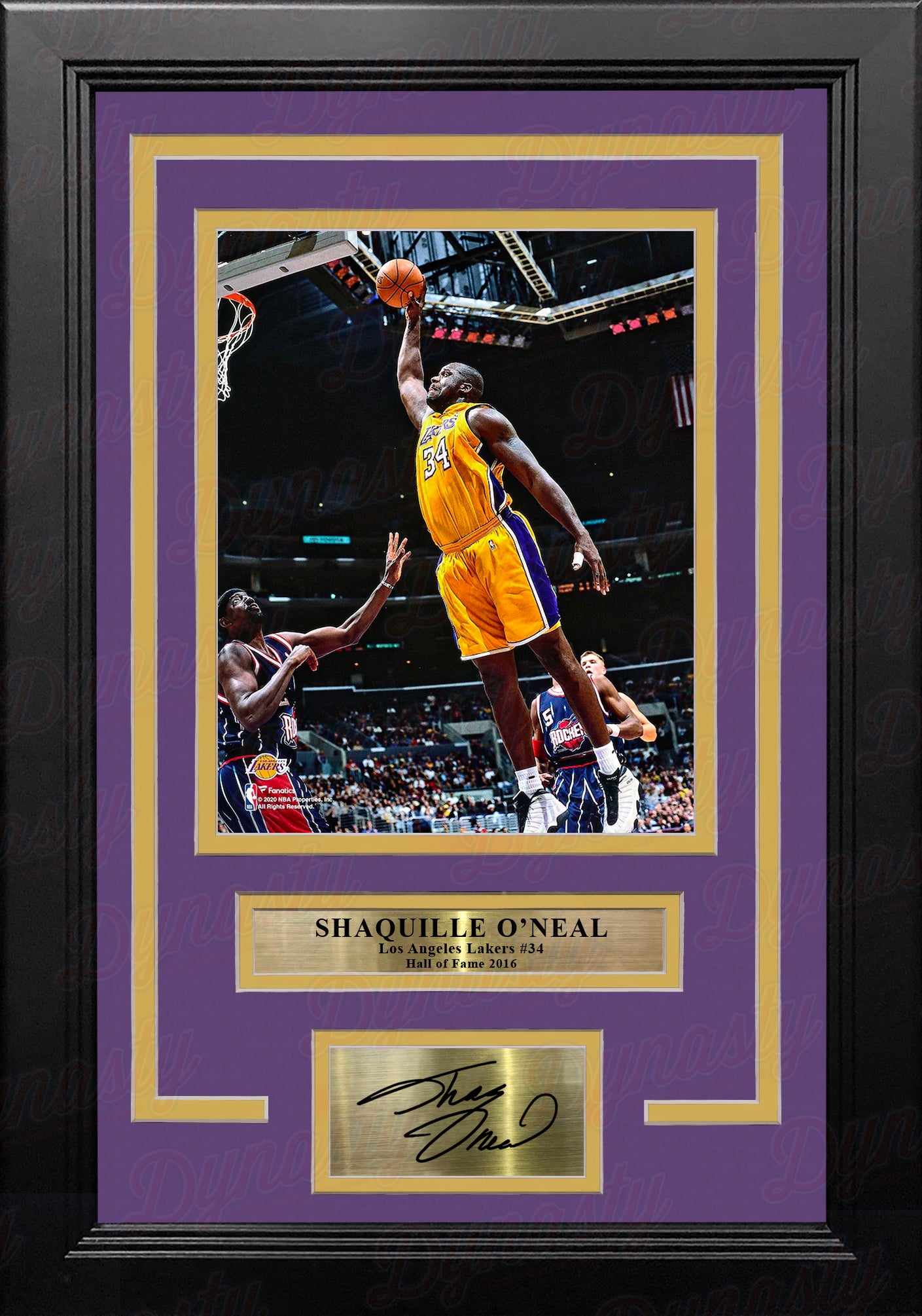 Shaquille O'Neal v. Rockets Los Angeles Lakers 8x10 Framed Basketball Photo with Engraved Autograph - Dynasty Sports & Framing