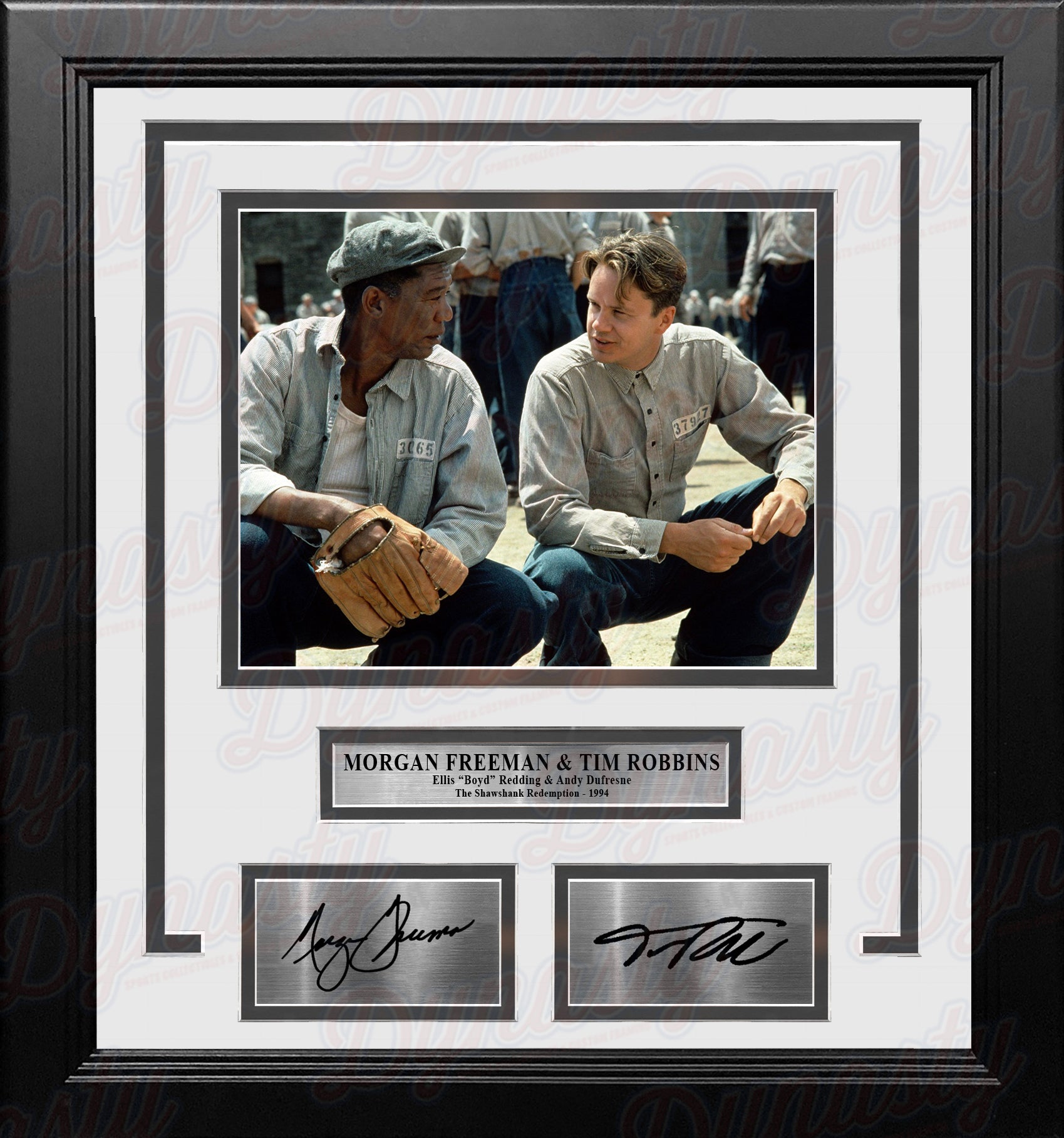 Morgan Freeman & Tim Robbins Shawshank Redemption 8" x 10" Framed Photo with Engraved Autographs - Dynasty Sports & Framing