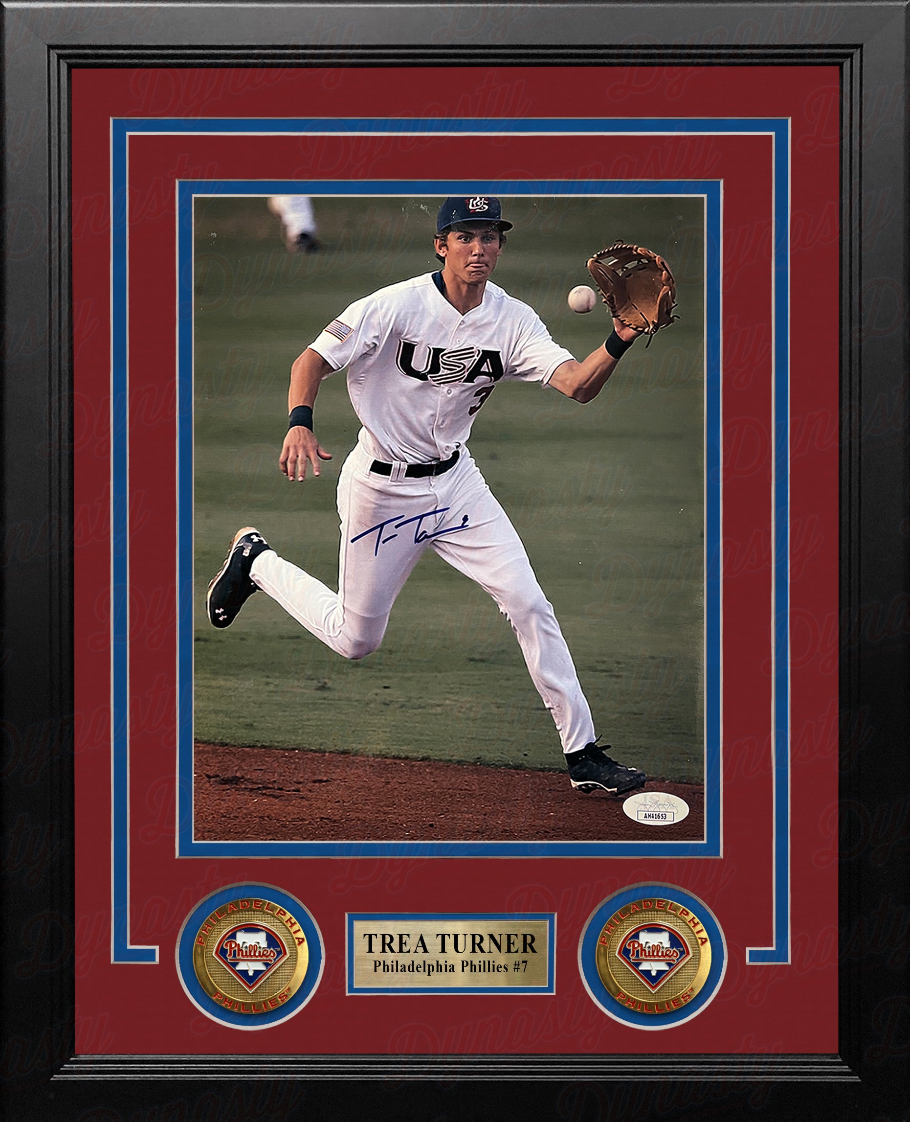 Trea Turner World Baseball Classic Philadelphia Phillies Autographed 8 x  10 Framed Baseball Photo