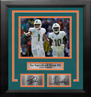 Tua Tagovailoa & Tyreek Hill Miami Dolphins 8" x 10" Framed Football Photo with Engraved Autographs - Dynasty Sports & Framing