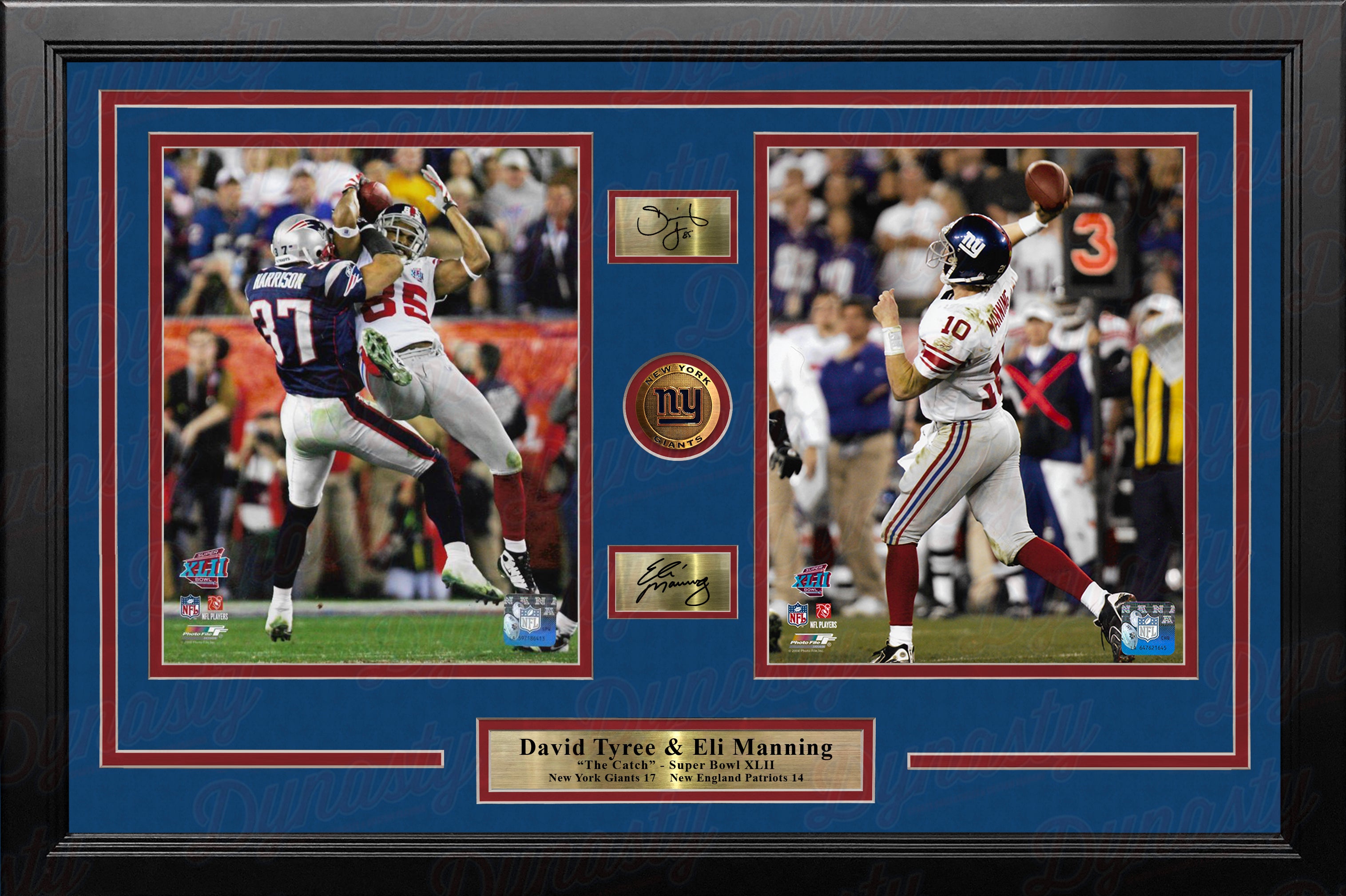 David Tyree Eli Manning Super Bowl Catch NY Giants 8x10 Framed