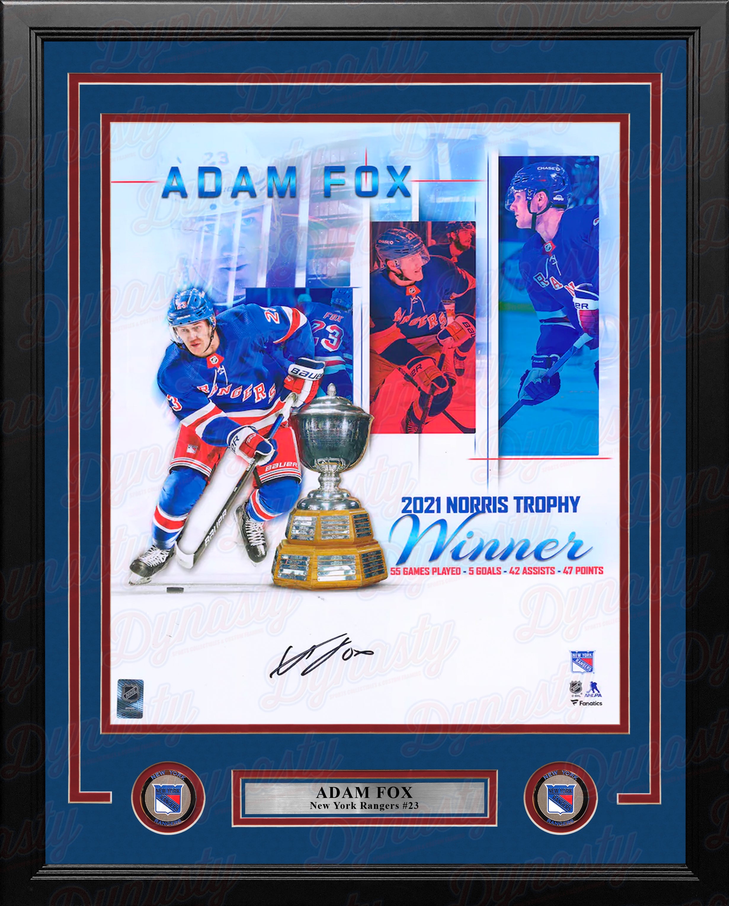 Fanatics Authentic Adam Fox New York Rangers Autographed 8 x 10 Blue Jersey Goal Celebration Photograph