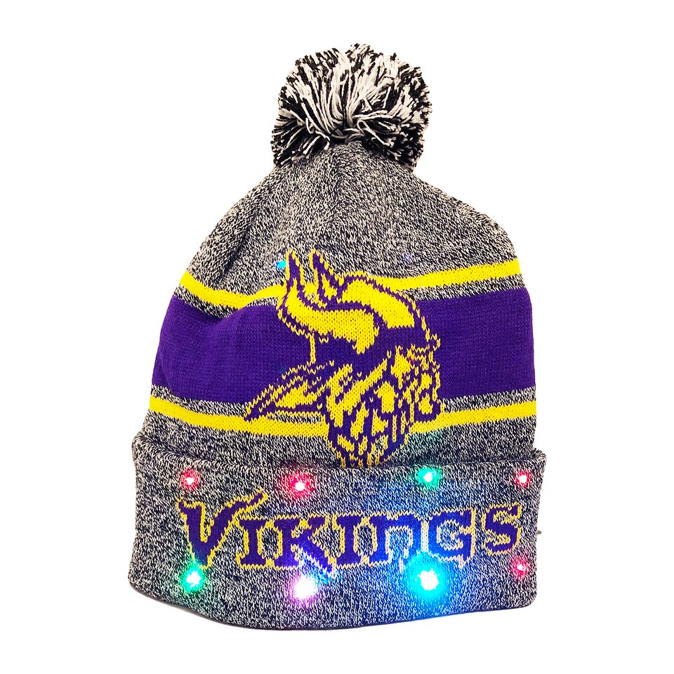 Minnesota Vikings Gray Stripe Light Up Knit Beanie NFL Winter