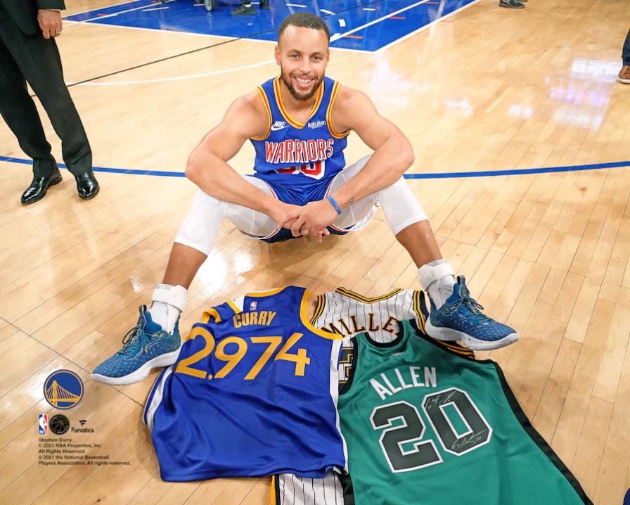 Steph Curry with 3-Point Record Jerseys Golden State Warriors 8