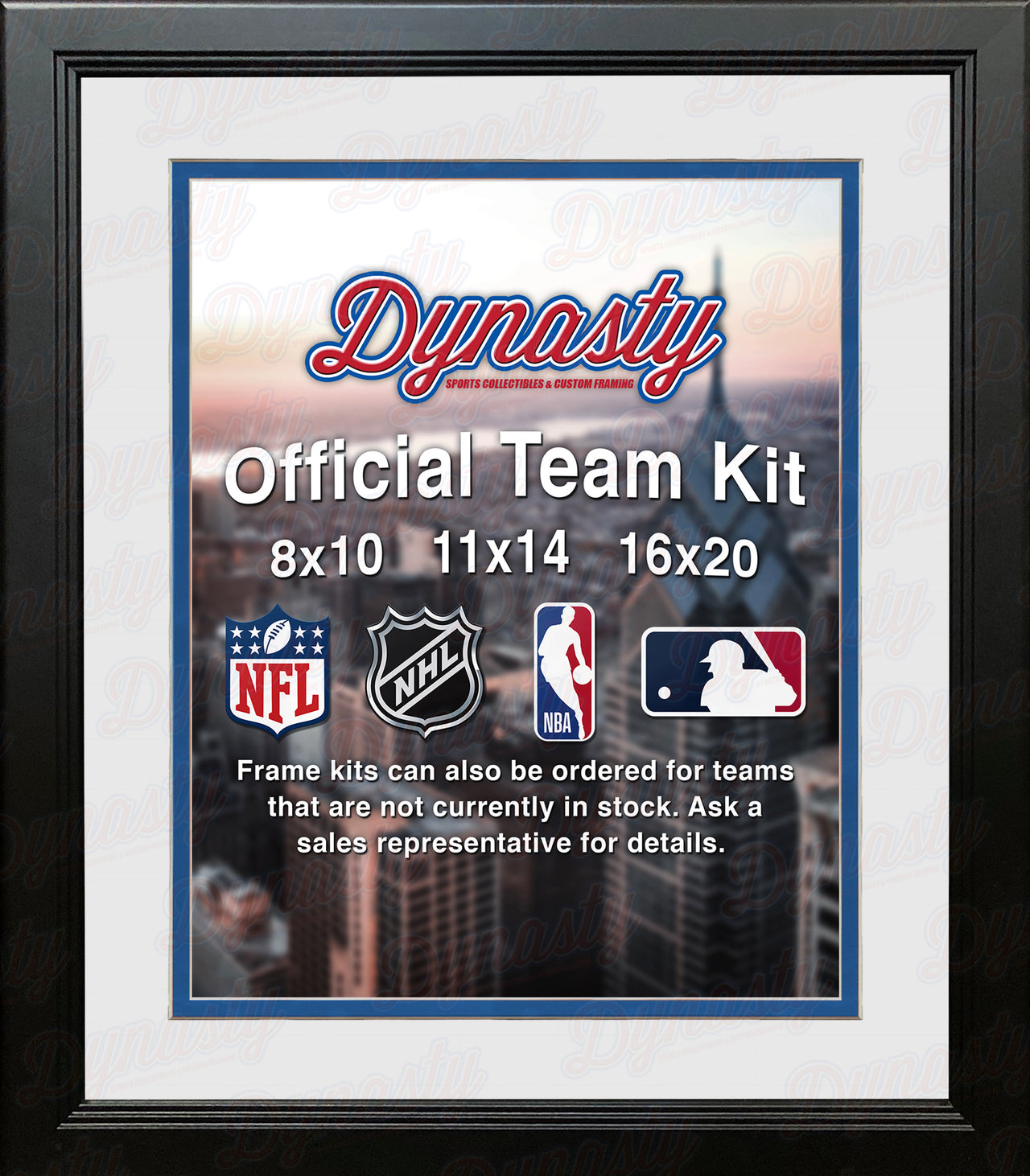 MLB Baseball Photo Picture Frame Kit - Tampa Bay Rays (White Matting, Blue Trim) - Dynasty Sports & Framing 