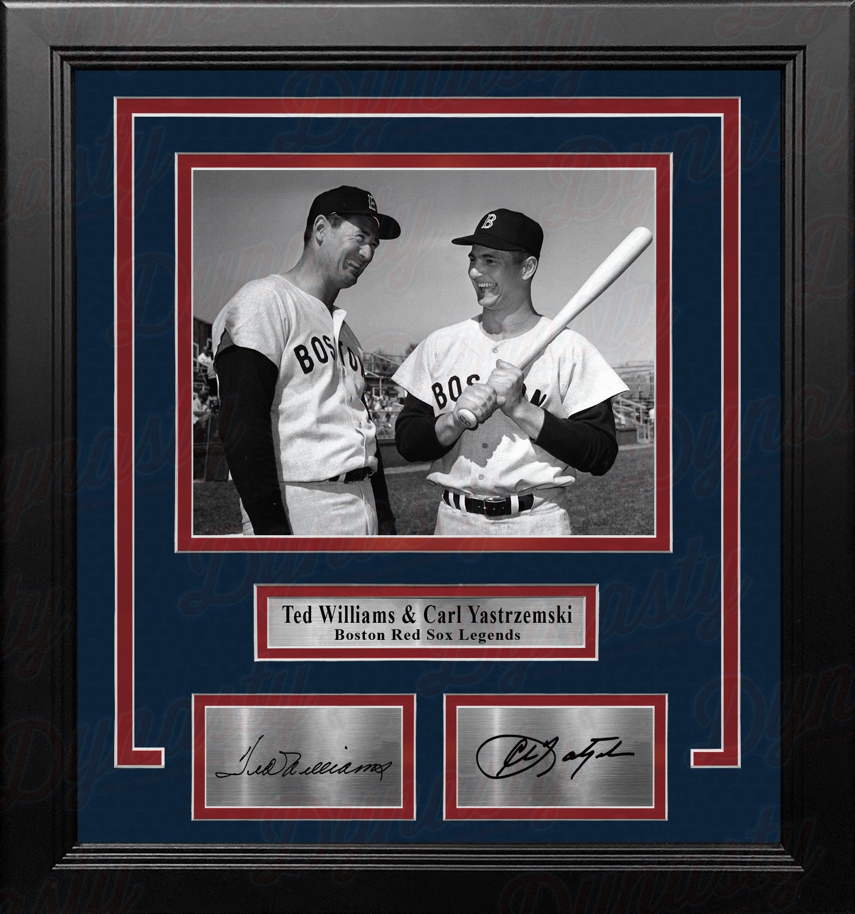 Ted Williams & Carl Yastrzemski Boston Red Sox 8" x 10" Framed Baseball Photo with Engraved Autographs - Dynasty Sports & Framing