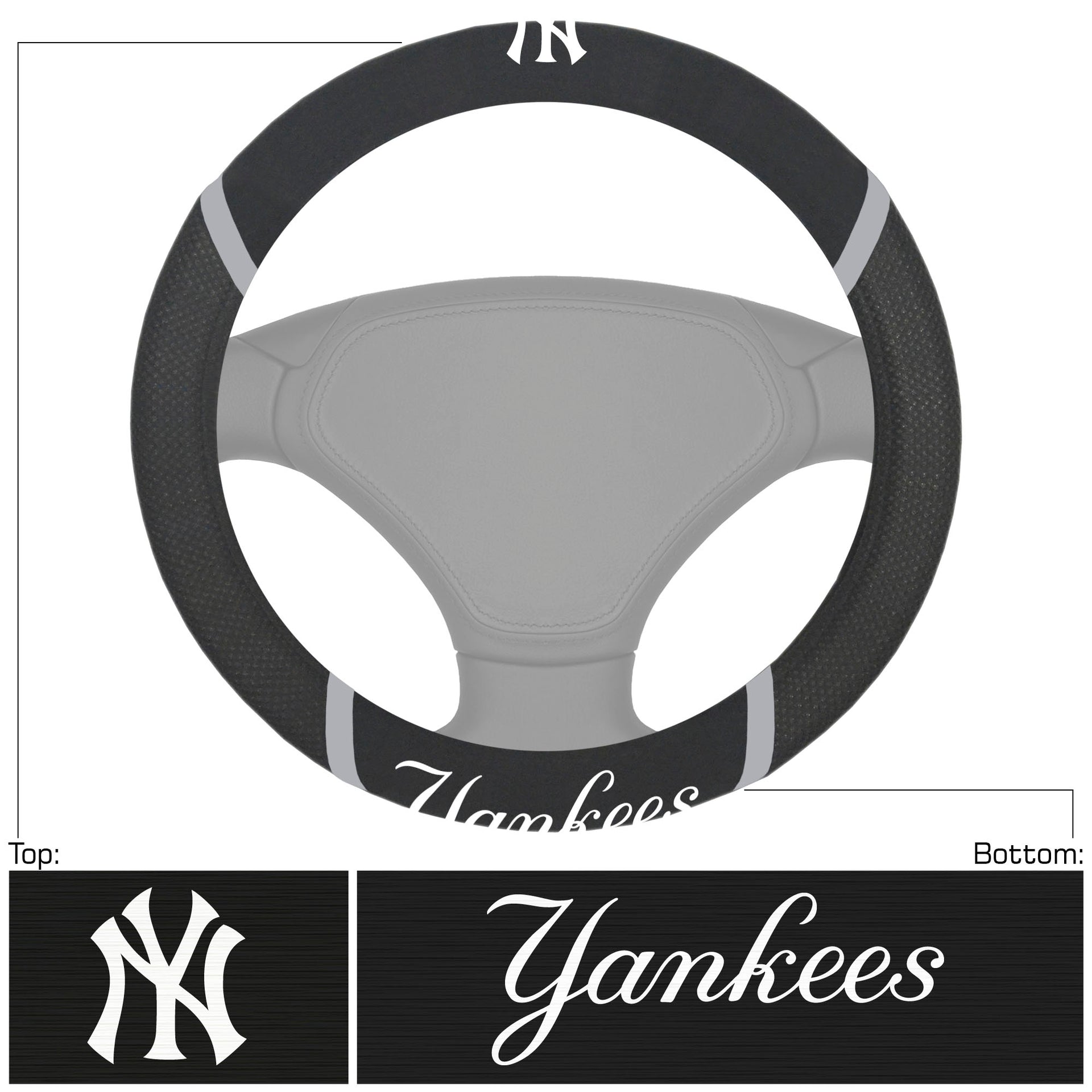 New York Yankees Deluxe Baseball Steering Wheel Cover - Dynasty Sports & Framing