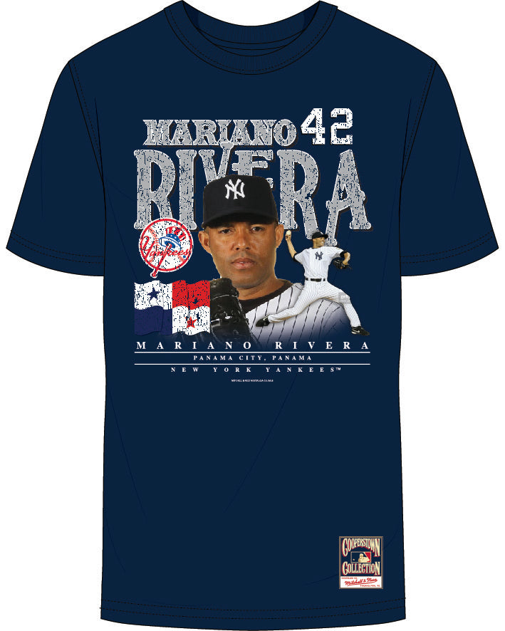 makker Beloved Rodet Mariano Rivera New York Yankees Mitchell & Ness Navy Blue Pelotero Hispanic  Heritage T-Shirt - Dynasty Sports & Framing
