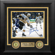 Zdeno Chara in Action Boston Bruins Autographed Framed Hockey Photo - Dynasty Sports & Framing