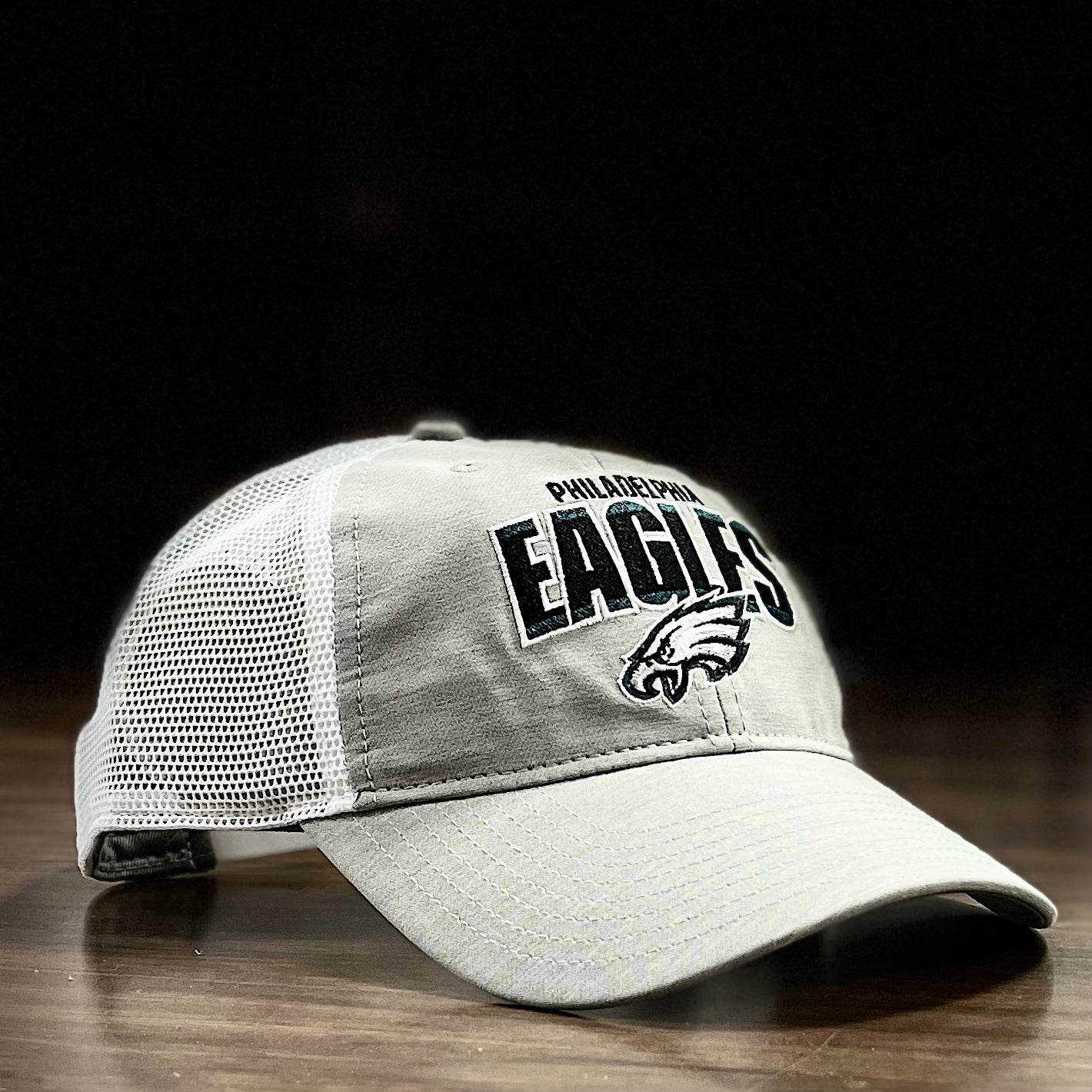 Philadelphia Eagles Trucker Snapback Hat Heather Gray/White
