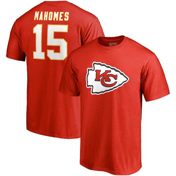 Patrick Mahomes Kansas City Chiefs Player Icon Name & Number T-Shirt – Red