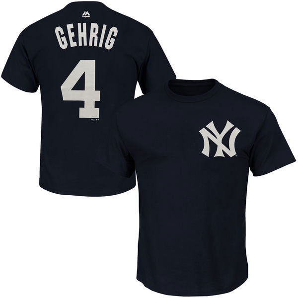 Lou Gehrig New York Yankees Majestic Navy Name & Number T-Shirt
