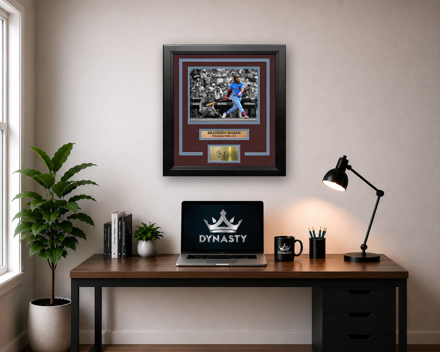 Brandon Marsh Philadelphia Phillies 11x14 Framed Throwback Spotlight Photo with Engraved Autograph