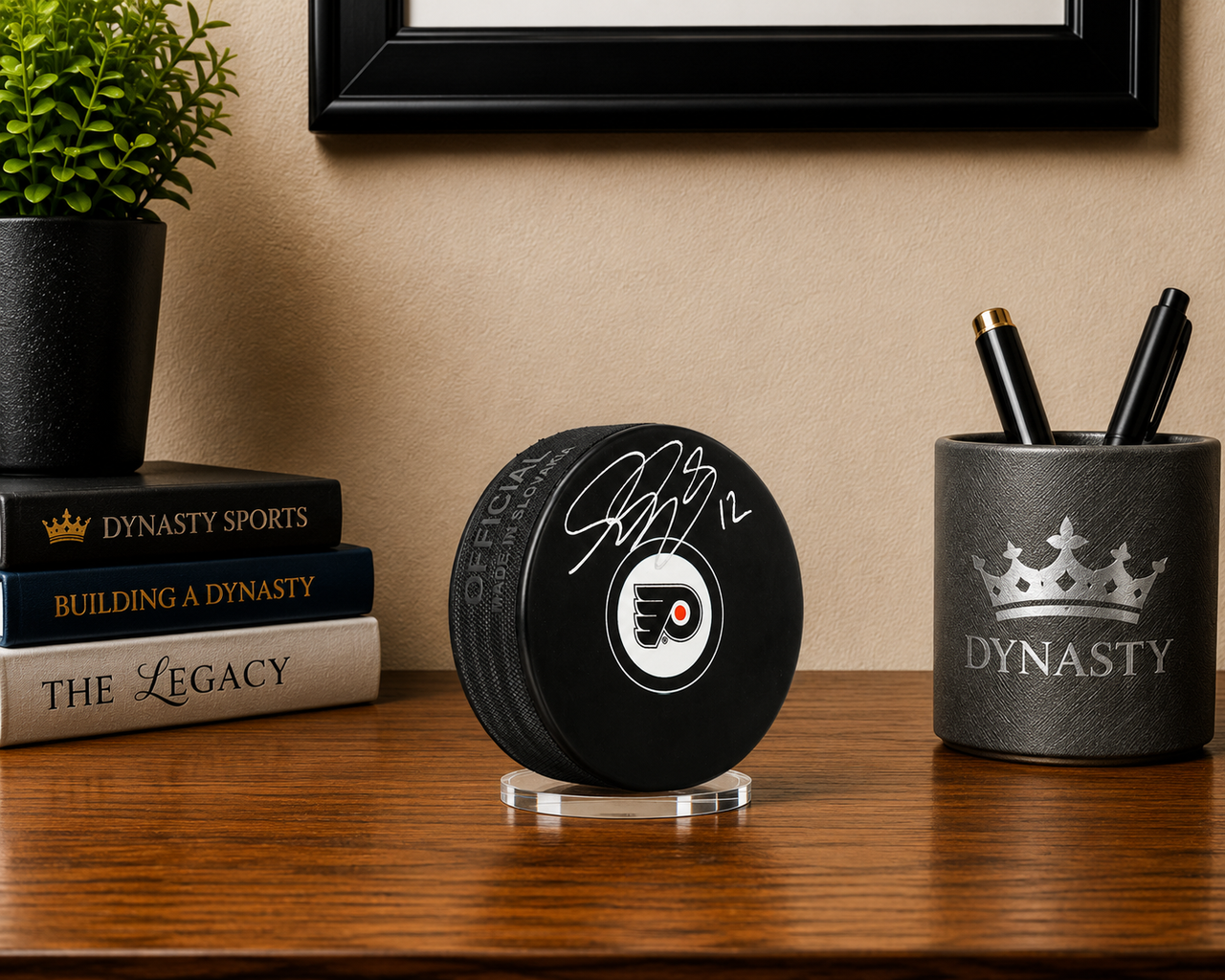 Simon Gagne Philadelphia Flyers Autographed Hockey Logo Puck