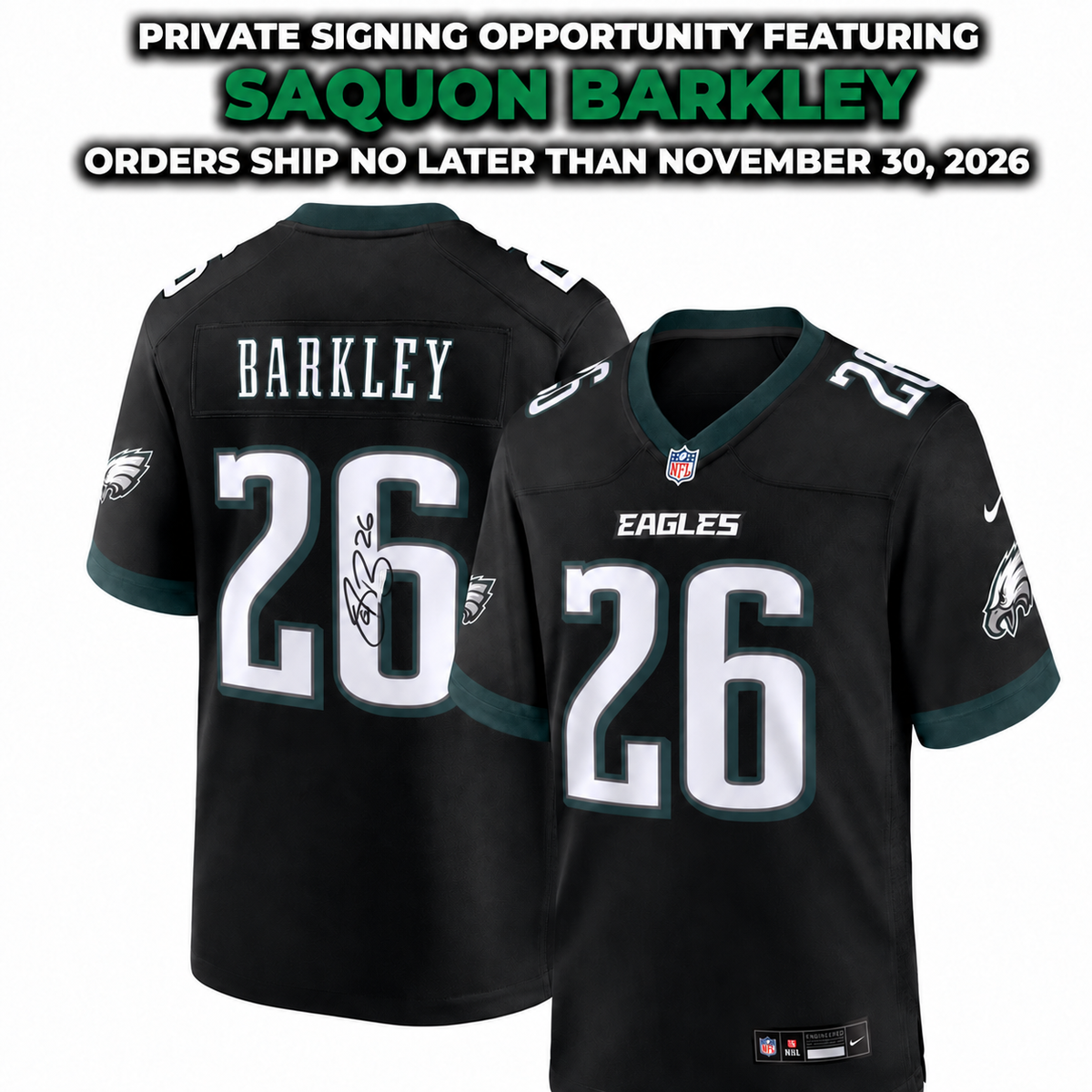 Saquon Barkley Philadelphia Eagles Autographed Nike Jersey | Pre-Sale Opportunity