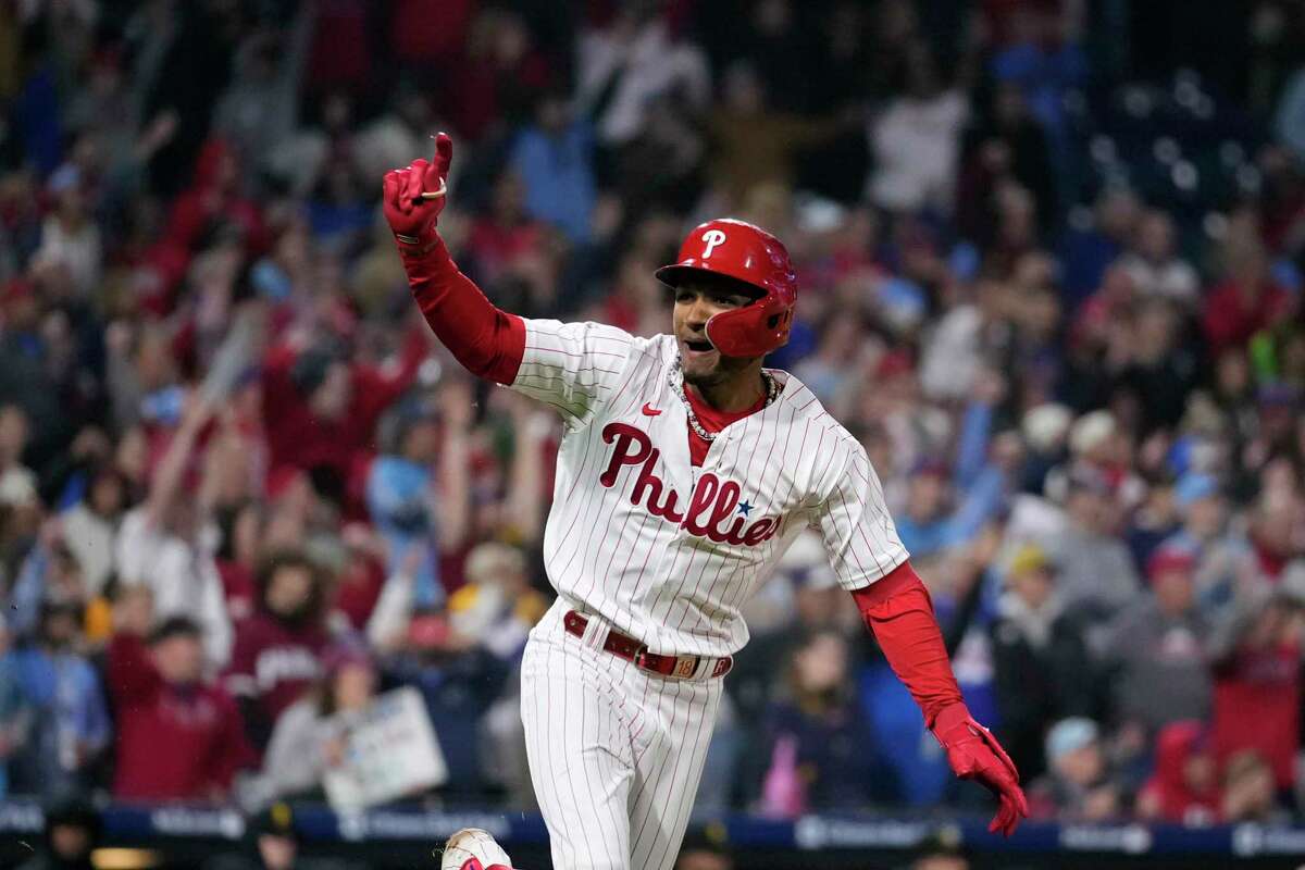 Johan Rojas Game Used Batting Gloves From Phillies Postseason Clinching Game