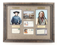 Sitting Bull & General George Armstrong Custer Signed Custom Framed Display